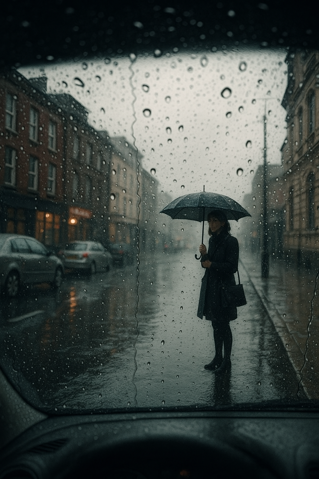 A woman with an umbrella.